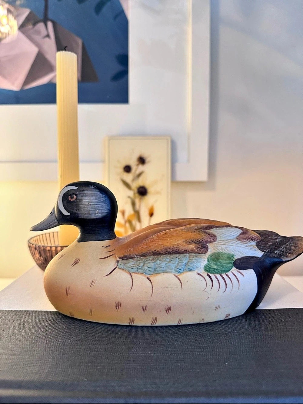 Vintage Hand-Painted Ceramic Duck